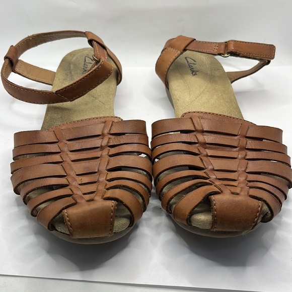 Clarks Jana huaraches brown woven boho sandals summer festival wedge retro - Picture 2 of 10